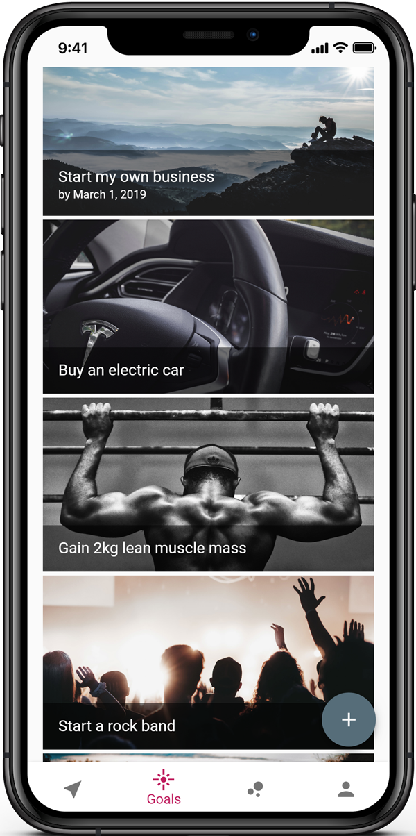 Screenshot von Focality, die App um Deine Ziele zu erreichen